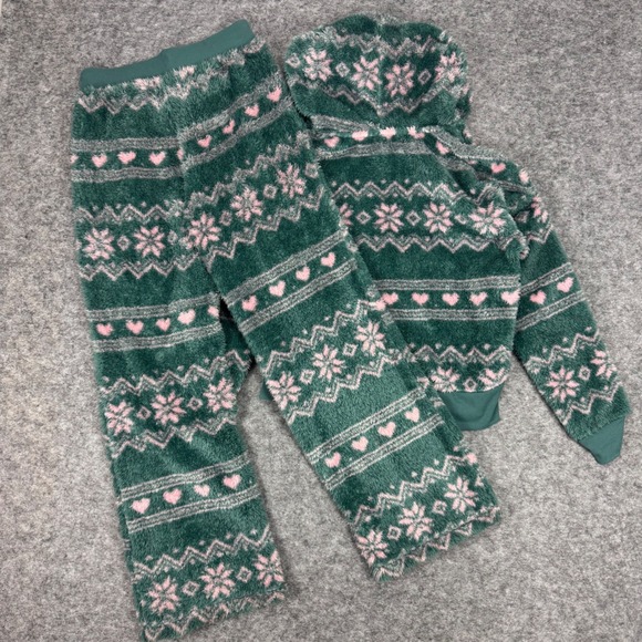 Honeydew Intimates Aspen Fair Isle Snowflake Heart Plush Pajama Set Womens Small - Picture 2 of 7